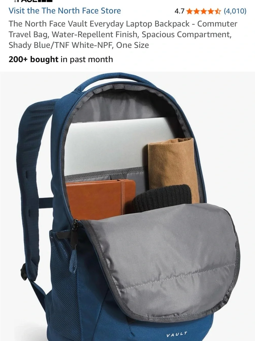 NWT! North Face Vault Everyday Laptop Backpack Commuter Travel Bag in Shady Blue
